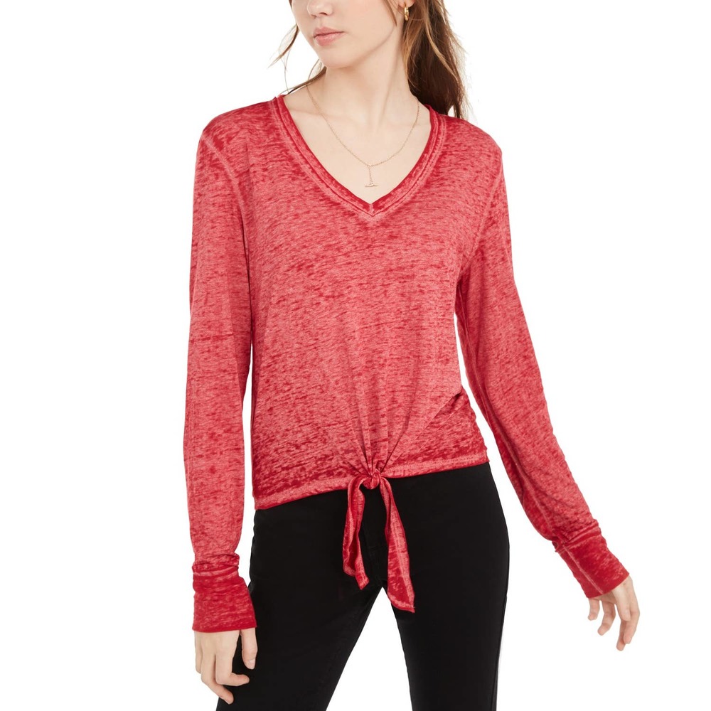 Chili Pepper Red Textured Tie-Waist Top